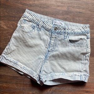 Blue and White Jean conductor Shorts pinstripe